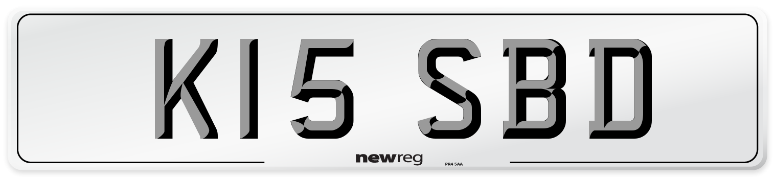 K15 SBD Number Plate from New Reg